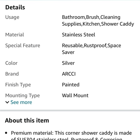 ARCCI Adhesive Corner Holder/Organizer For Tub, Kitchen Basket Storage w/Hooks - Picture 8 of 9